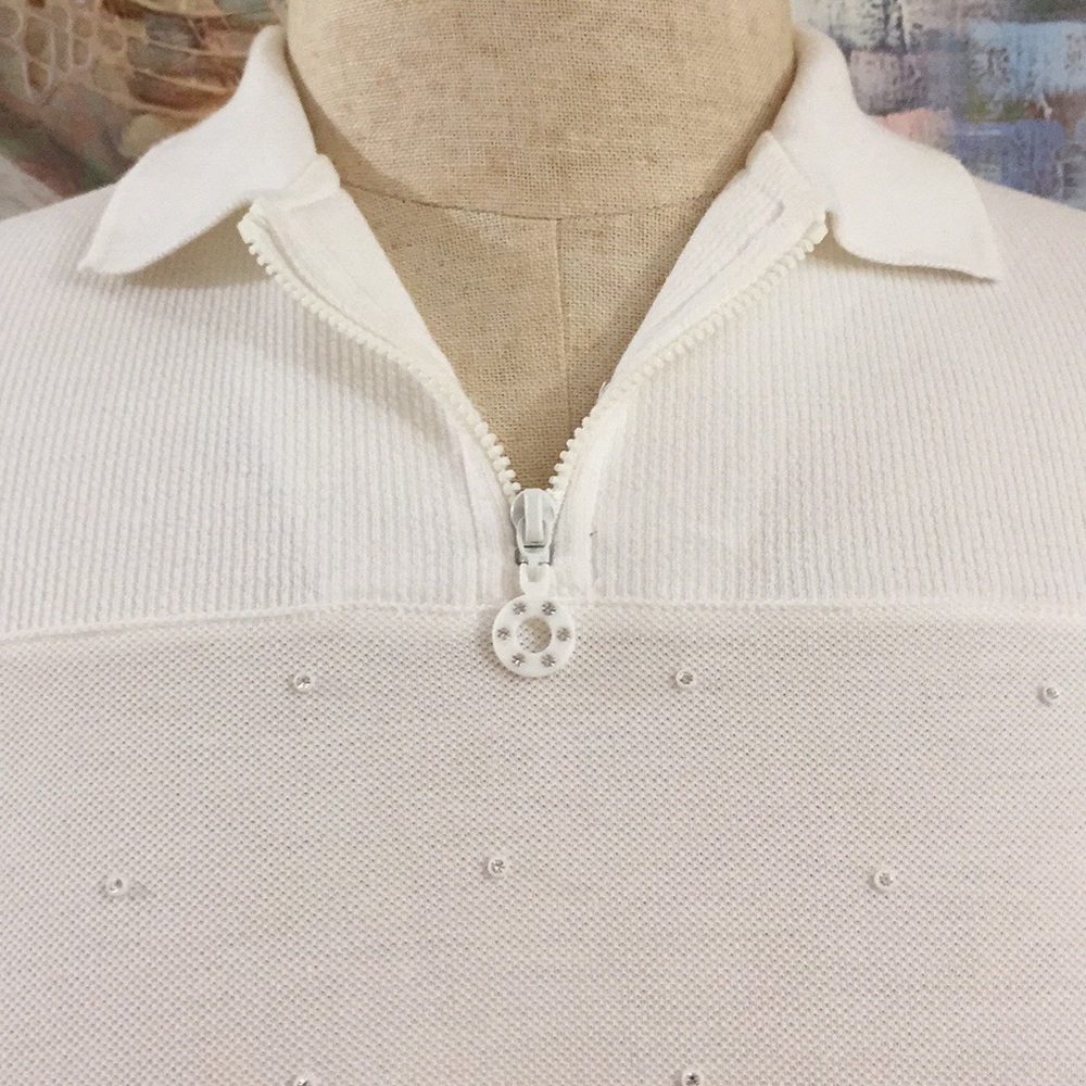 🌹Blast Rhinestone Embellished Polo Shirt Top - Picture 6 of 9